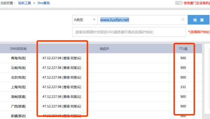 检测域名的IP以及相关DNS信息